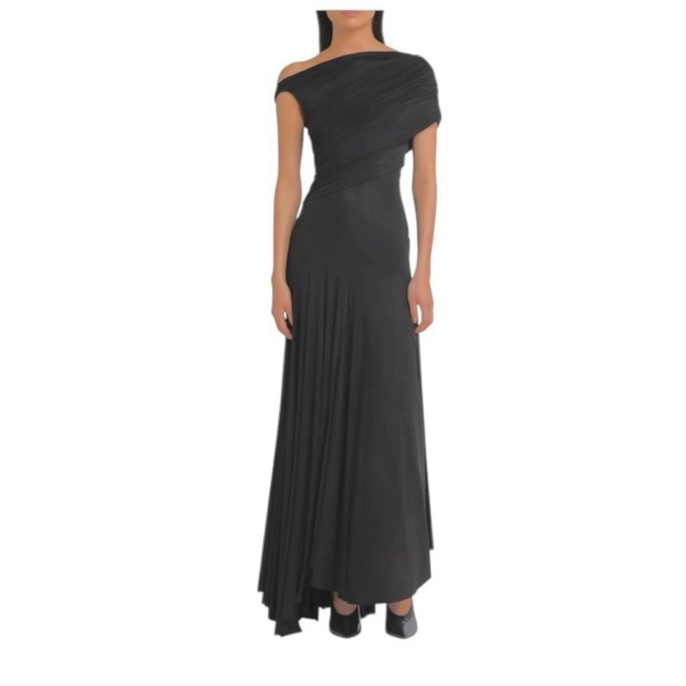 Philosophy di Lorenza Serafini Asymmetrical Tulle Cocktail Maxi Dress Black 4